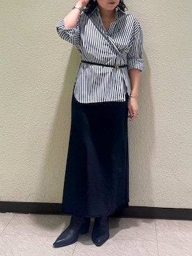 「シャツブラウス」｜Mila Owenさん（レディース・157cm）の冬コーディネート