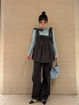 「Mila Owen（ミラオーウェン）のアイテム（Tシャツ/カットソー）」を使った、Mila Owenさん（レディース・155cm）の冬コーディネート