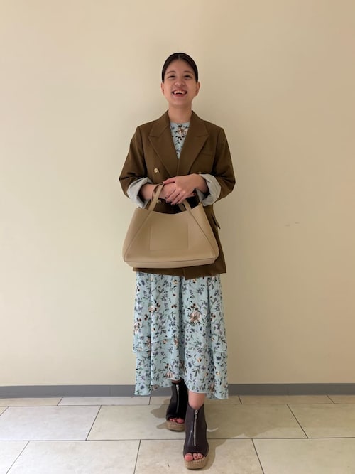 トゥモローランド　テーラードジャケット　ダブル　6釦　金釦　M位　アンコン　茶色 金釦ダブルブレストロングブレザー（テーラードジャケット