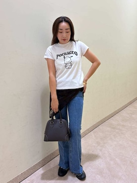 「Mila Owen（ミラオーウェン）のアイテム（デニムパンツ）」を使った、Mila Owenさん（レディース・155cm）の夏コーディネート