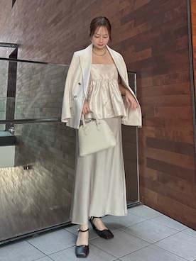 ジャガードペプラムキャミトップスを使った人気ファッション
