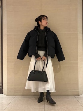 「Mila Owen（ミラオーウェン）のアイテム（ブーツ）」を使った、Mila Owenさん（レディース・155cm）の秋コーディネート