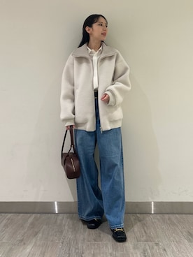 「コート」｜「アイテム（ブルゾン）」を使った、Mila Owenさん（レディース・158cm）の冬コーディネート