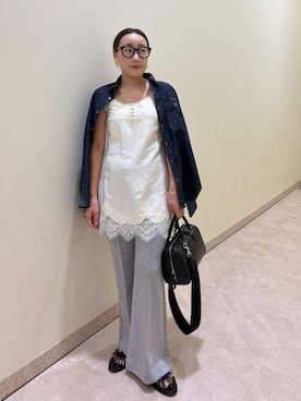 「シャツブラウス」｜Mila Owenさん（レディース・155cm）の夏コーディネート