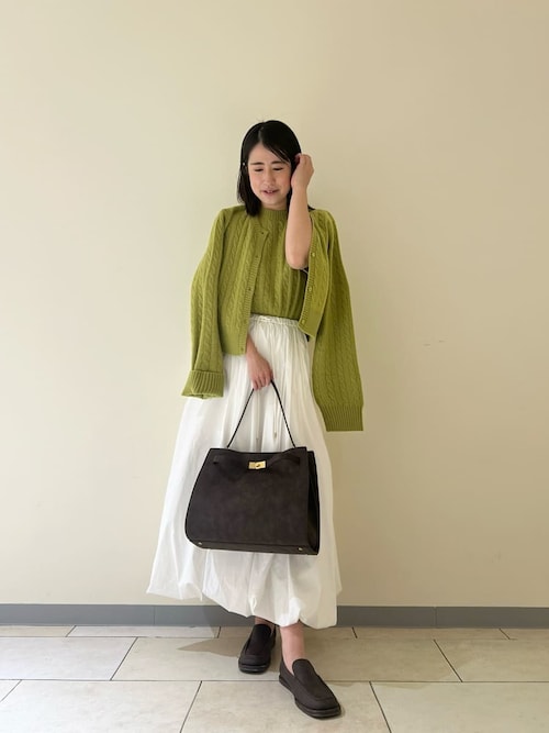 セットアップ対応】カシミヤタッチケーブルニットカーディガン