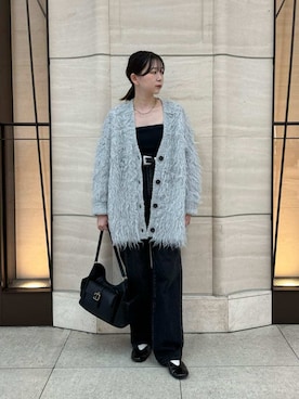 「アイテム（チューブトップ）」を使った、Mila Owenさん（レディース・153cm）の秋コーディネート