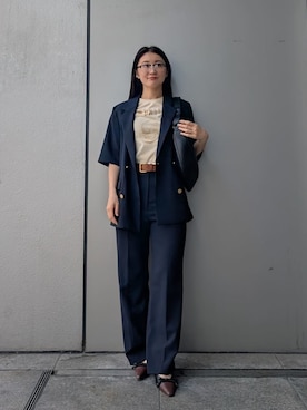 「Mila Owen（ミラオーウェン）のリボンスリングパンプス（パンプス、ブラウン系）」を使った、Mila Owenさんの春コーディネート