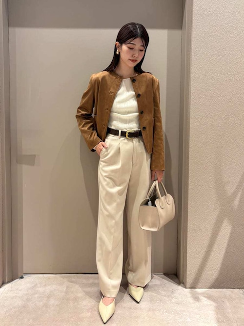 パッチポケットコンパクトスエードジャケット（ノーカラージャケット