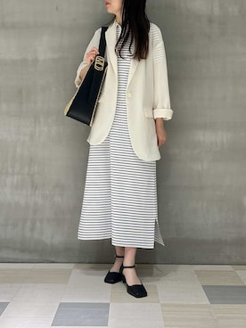 「Mila Owen（ミラオーウェン）のシアーテーラードジャケット（テーラードジャケット、ホワイト系）」を使った、Mila Owenさんの春コーディネート