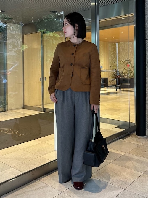 パッチポケットコンパクトスエードジャケット（ノーカラージャケット