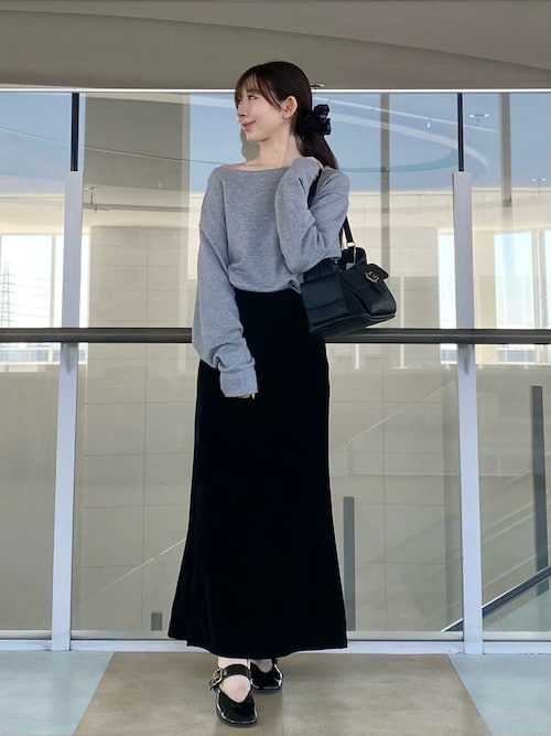 エスカルゴデザインベロアナロースカート（スカート）｜Mila Owen