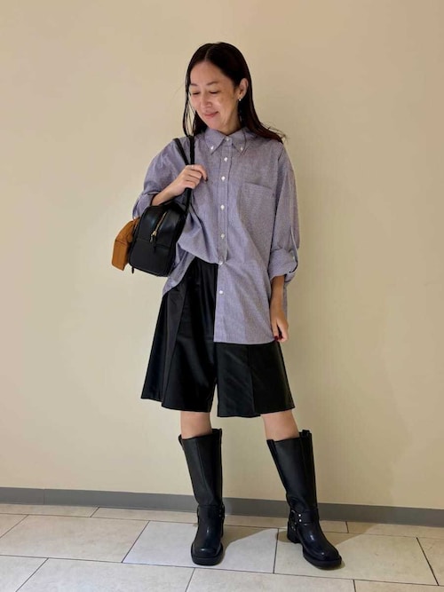 セール】フェイクレザーセンタープレスハーフイージーパンツ（その他