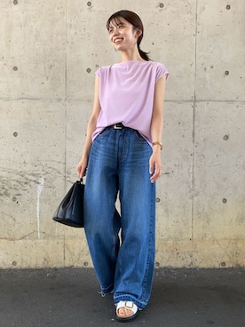「秋先取りコーデ」｜「アイテム（バッグ）」を使った、Mila Owenさん（レディース・158cm）の夏コーディネート