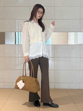 「Mila Owen（ミラオーウェン）のアイテム（ニット/セーター）」を使った、Mila Owenさん（レディース・169cm）の春コーディネート