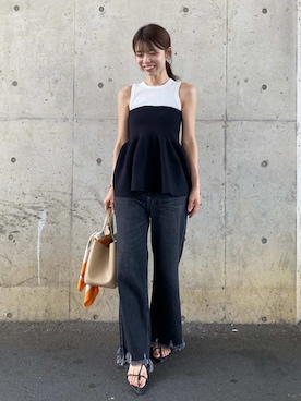 「アイテム（バンダナ/スカーフ）」を使った、Mila Owenさん（レディース・158cm）の夏コーディネート