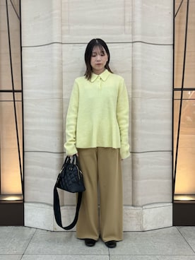 「アイテム（ポロシャツ）」を使った、Mila Owenさん（レディース・153cm）の冬コーディネート