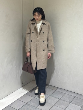「Mila Owen（ミラオーウェン）のアイテム（ステンカラーコート）」を使った、Mila Owenさん（レディース・161cm）の冬コーディネート