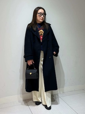 「アイテム（ピーコート）」を使った、Mila Owenさん（レディース・155cm）の冬コーディネート