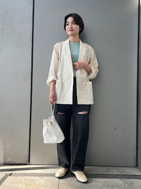 「Mila Owen（ミラオーウェン）のアイテム（ジャケット/アウター）」を使った、Mila Owenさん（レディース・165cm）の春コーディネート
