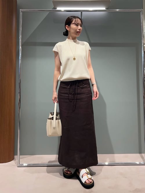 ミラオーウェン今期完売ハイネックブラウジングニットプルオーバーブラウン Mila Owen ニット セーター 「UV加工」「ウォッシャブル