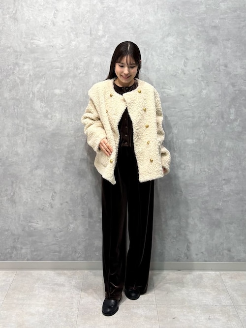 金釦カールファージャケット（ノーカラージャケット）｜Mila Owen