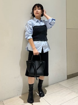 「Mila Owen（ミラオーウェン）のアイテム（その他パンツ）」を使った、Mila Owenさん（レディース・157cm）の秋コーディネート
