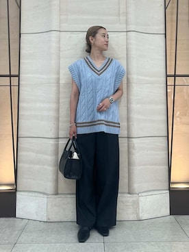 「アイテム（パンツドレス）」を使った、Mila Owenさん（レディース・158cm）の夏コーディネート