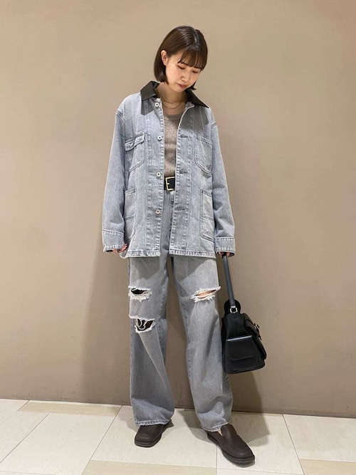 ハーフ丈デニムカバーオール（デニムジャケット）｜Mila Owen（ミラ