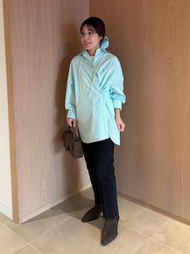 「シャツブラウス」｜Mila Owenさん（レディース・153cm）の冬コーディネート