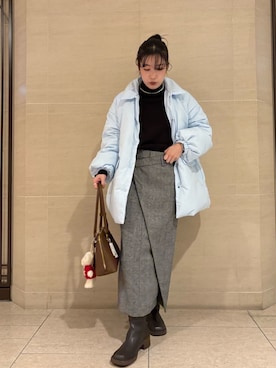 「Mila Owen（ミラオーウェン）のアイテム（ブーツ）」を使った、Mila Owenさん（レディース・155cm）の冬コーディネート