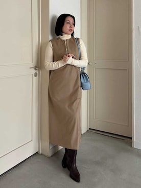 「Mila Owen（ミラオーウェン）のアイテム（ブーツ）」を使った、Mila Owenさん（レディース・163cm）の冬コーディネート