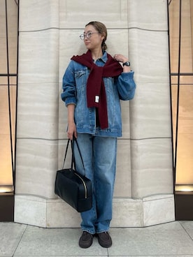 「Mila Owen（ミラオーウェン）のリブニットフーディマフラー（ストール/ショール）」を使った、Mila Owenさん（レディース・158cm）の秋コーディネート