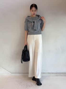 「Mila Owen（ミラオーウェン）のアイテム（その他パンツ）」を使った、Mila Owenさん（レディース・158cm）の秋コーディネート