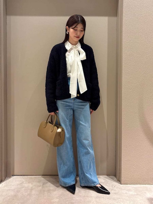 金釦ムートンライクボアニットカーディガン（カーディガン/ボレロ