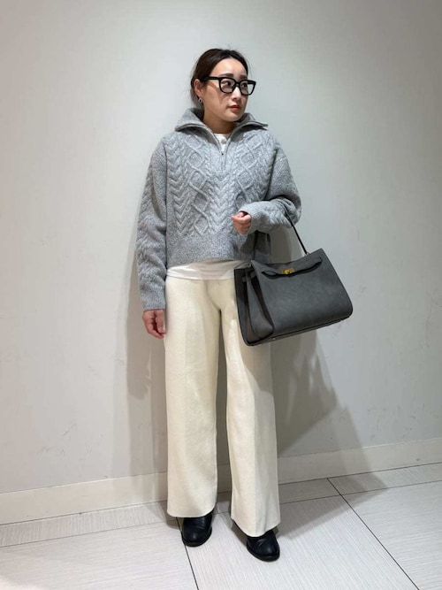 セール】アランブークレーハーフジップニットプルオーバー（ニット