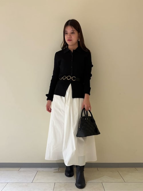 セール】【セットアイテム】ポロ衿ニットタックフレアスカートコーデ