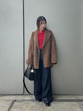 「アイテム（ピーコート）」を使った、Mila Owenさん（レディース・153cm）の冬コーディネート