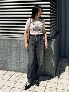 「Mila Owen（ミラオーウェン）のセンタープレスマムデニムパンツ（デニムパンツ、ブラック系）」を使った、Mila Owenさんの春コーディネート