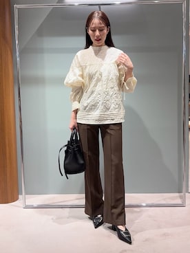 「Mila Owen（ミラオーウェン）のアイテム（その他パンツ）」を使った、Mila Owenさん（レディース・158cm）の秋コーディネート