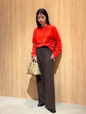 「アイテム（ボストンバッグ、ベージュ系）」を使った、Mila Owenさん（レディース・157cm）の秋コーディネート