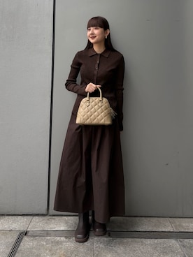 セットアイテム】ポロ衿ニットタックフレアスカートコーデSETを使った