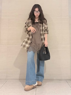 「シャツブラウス」｜Mila Owenさん（レディース・155cm）の夏コーディネート
