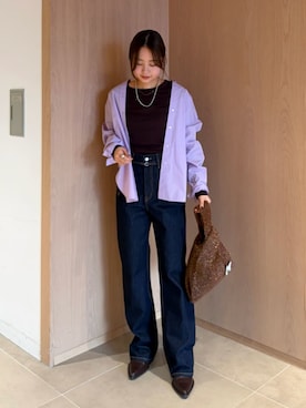 「シャツブラウス」｜Mila Owenさん（レディース・162cm）の冬コーディネート