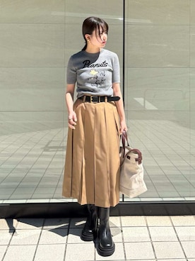 「Mila Owen（ミラオーウェン）のプリーツタックスカート（スカート、イエロー系）」を使った、Mila Owenさんの春コーディネート