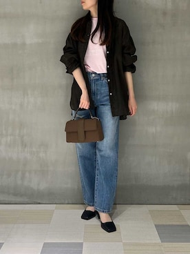 「Mila Owen（ミラオーウェン）のショルダー付きハンドバッグ（ショルダーバッグ、ブラウン系）」を使った、Mila Owenさんの春コーディネート