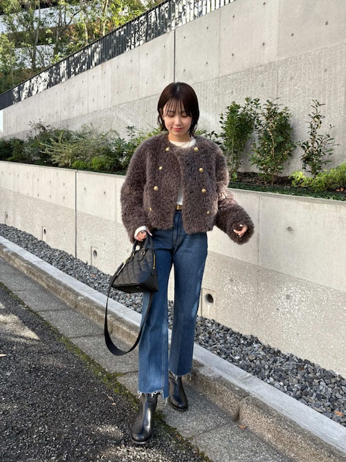 Mila Owenファーショートジャケット 金釦クロップドファージャケット | ミラ オーウェン(Mila Owen