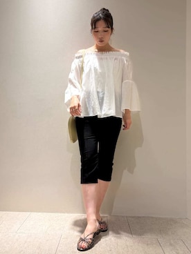 「シャツブラウス」｜Mila Owenさん（レディース・155cm）の夏コーディネート