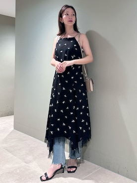 「Mila Owen（ミラオーウェン）のアイテム（デニムパンツ）」を使った、Mila Owenさん（レディース・159cm）の夏コーディネート