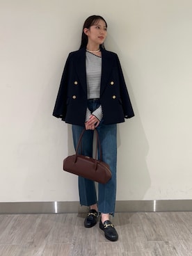 「ストレートパンツ」｜「アイテム（ジャケット/アウター）」を使った、Mila Owenさん（レディース・158cm）の春コーディネート