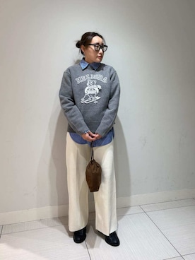 「シャツブラウス」｜Mila Owenさん（レディース・155cm）の冬コーディネート